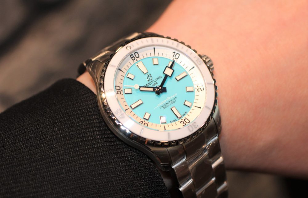 Shop Authentic Breitling Superocean Automatic 36 Turquoise Dial Silver Steel Strap Watch for Men - A17377211C1A1 - Luxxuri