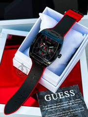  Shop Authentic Guess Phoenix Multifunction Black Dial Black & Red Rubber Strap Watch for Men - GW0202G7 - Luxxuri
