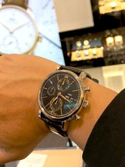  Shop Authentic IWC Portofino Chronograph Black Dial Black Leather Strap Watch for Men - IW391029 - Luxxuri