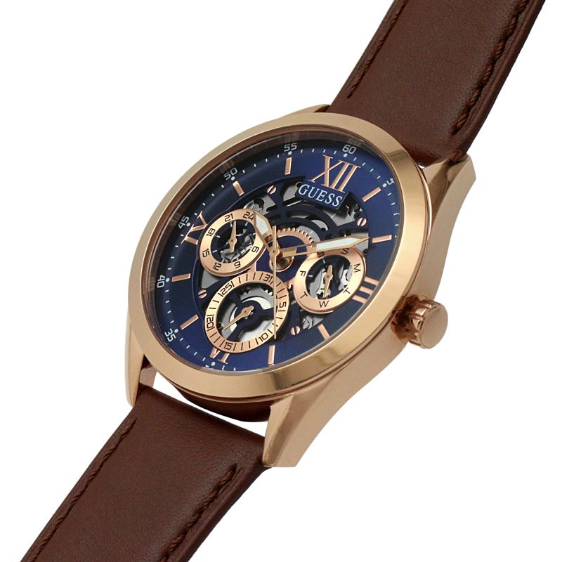 Shop Authentic Guess Tailor Analog Blue Dial Brown Leather Strap Watch for Men - GW0389G3 - Luxxuri