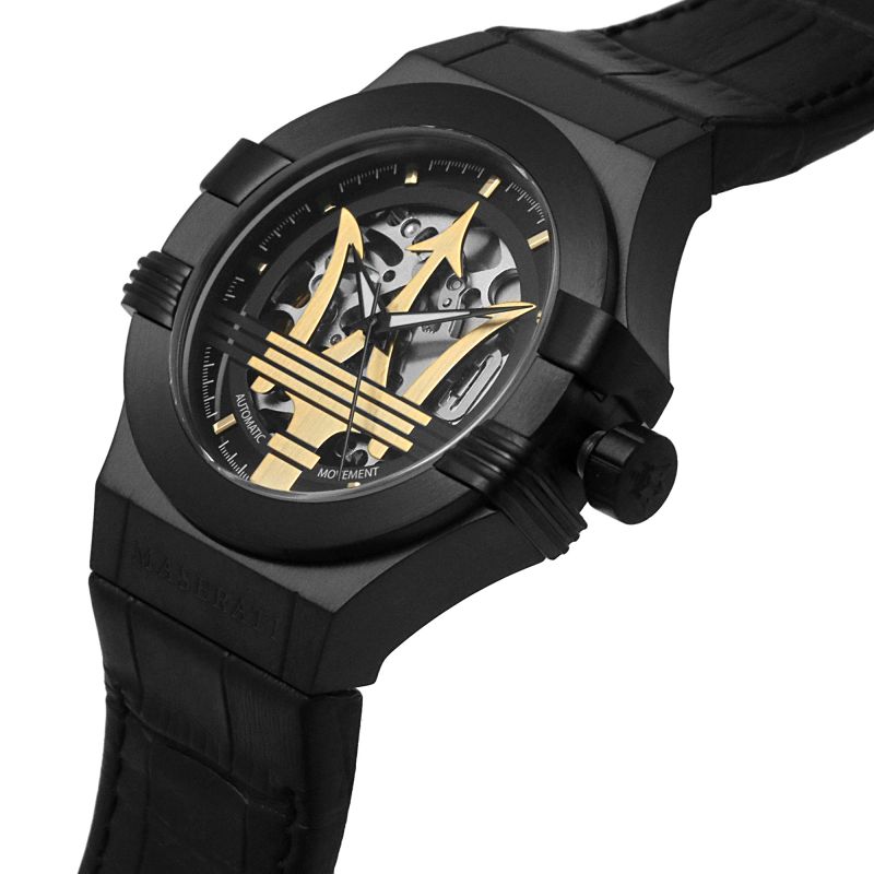  Shop Authentic Maserati Potenza Automatic Black Dial Black Leather Strap Watch For Men - R8821108036 - Luxxuri