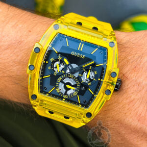  Shop Authentic Guess Phoenix Multi Function Black Dial Yellow Rubber Strap Watch for Men - GW0203G6 - Luxxuri