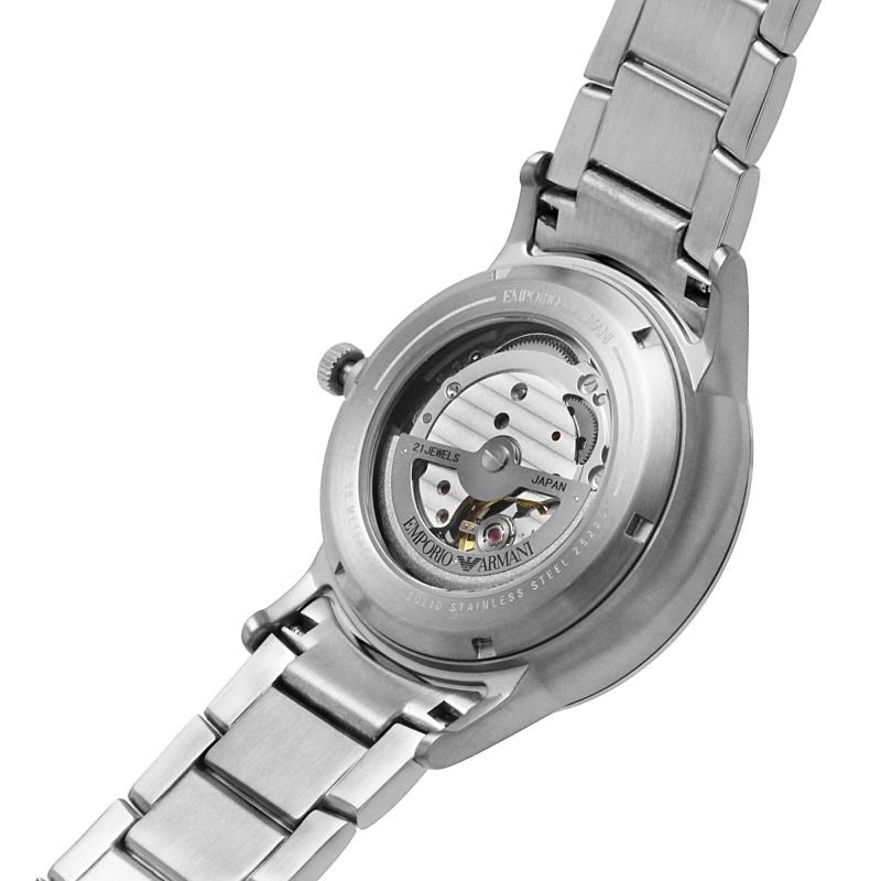 Shop Authentic Emporio Armani Meccanico Automatic Black Dial Silver Steel Strap Watch For Men - AR60055 - Luxxuri