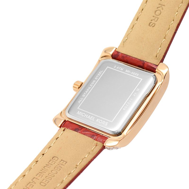  Shop Authentic Michael Kors Emery Quartz Diamonds Silver Dial Red Leather Strap Watch For Women - MK4689 - Luxxuri