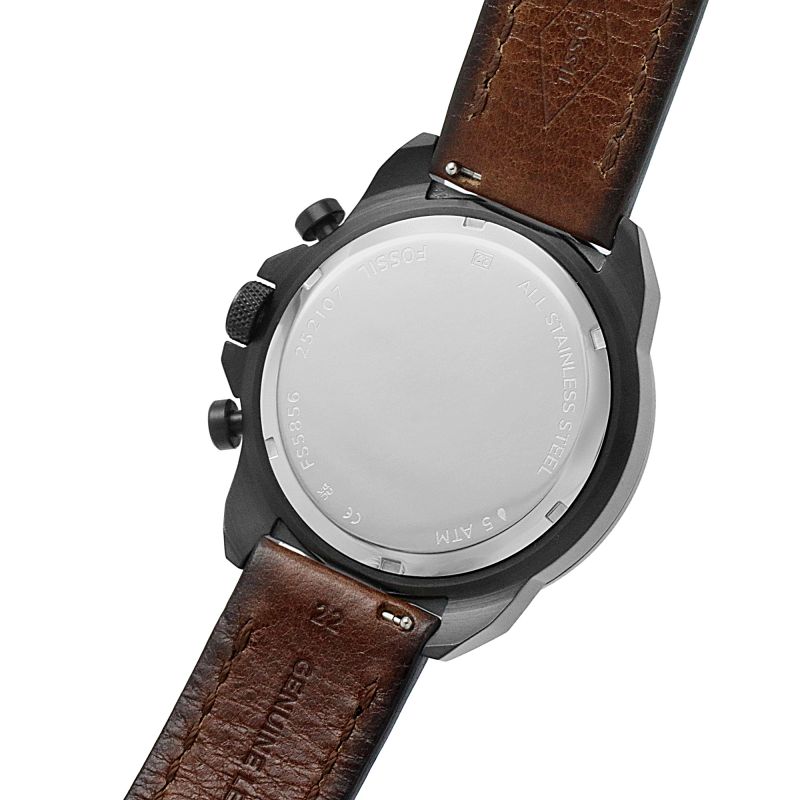  Shop Authentic Fossil Bronson Chronograph Black Dial Brown Leather Strap Watch for Men - FS5856 - Luxxuri