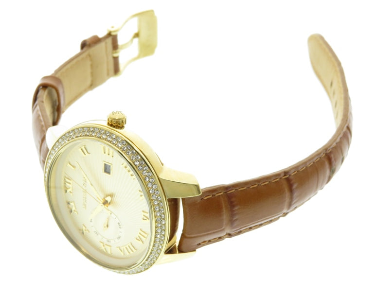  Shop Authentic Michael Kors Whitley Quartz Gold Dial Brown Leather Strap Watch For Women - MK2428 - Luxxuri
