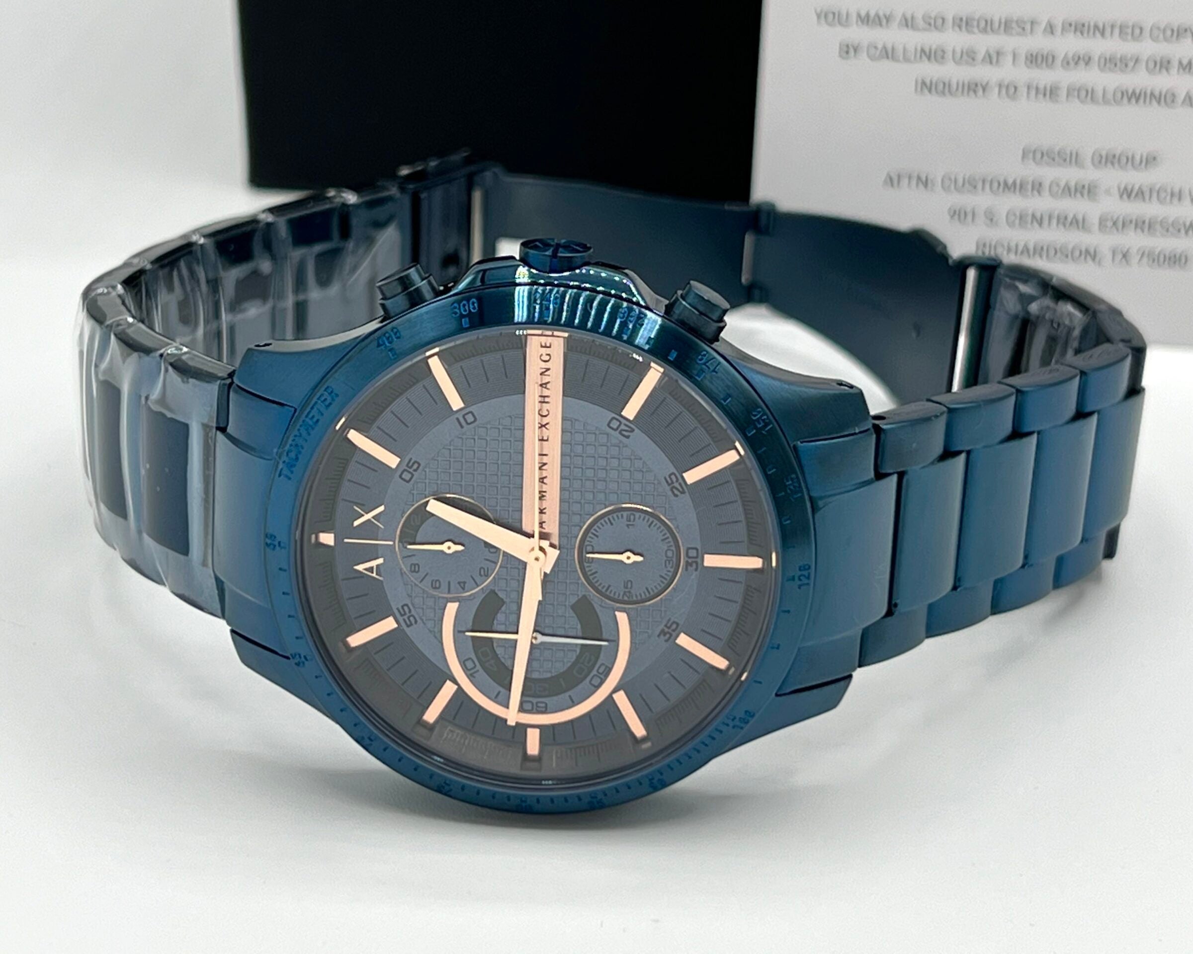  Shop Authentic Armani Exchange Hampton Skeleton Grey Dial Blue Steel Strap Watch For Men - AX2401 - Luxxuri