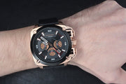  Shop Authentic Diesel BAMF Chronograph Black Dial Black Leather Strap Watch For Men - DZ7346 - Luxxuri