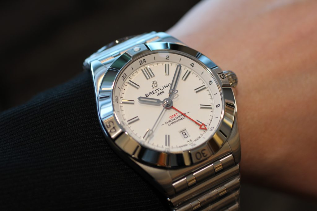  Shop Authentic Breitling Chronomat GMT 40 White Dial Silver Steel Strap Watch for Men - A32398101A1A1 - Luxxuri