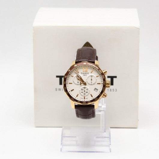  Shop Authentic Tissot Quickster Chronograph White Dial Brown Leather Strap Watch For Men - T095.417.36.037.02 - Luxxuri