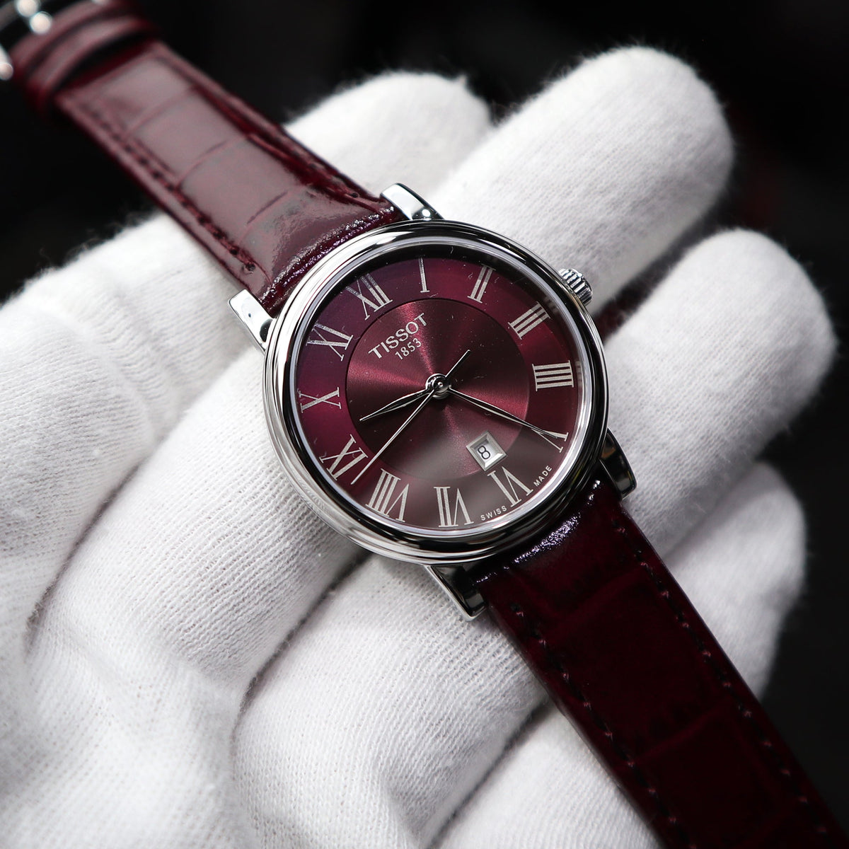  Shop Authentic Tissot Carson Premium Lady Maroon Dial Maroon Leather Strap Watch For Women - T122.210.16.373.00 - Luxxuri
