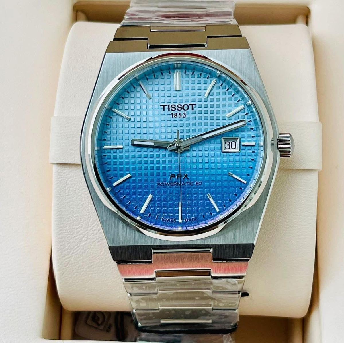  Shop Authentic Tissot PRX Powermatic 80 Gradient Blue Dial Silver Steel Strap Watch for Men - T137.407.11.351.01 - Luxxuri