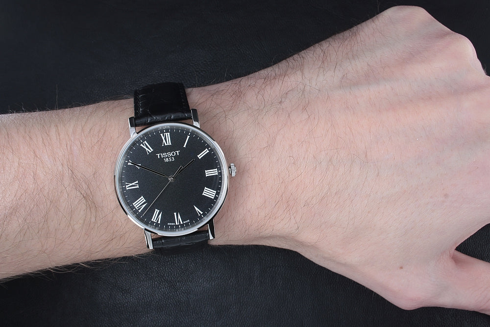  Shop Authentic Tissot Everytime Medium Black Dial Black Leather Strap Watch For Men - T109.410.16.053.00 - Luxxuri