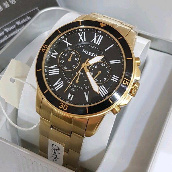  Shop Authentic Fossil Inscription Automatic Black Dial Gold Steel Strap Watch for Men - FS5267 - Luxxuri