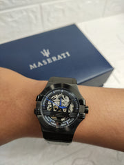  Shop Authentic Maserati Potenza Automatic Black Dial Black Leather Strap Watch For Men - R8821108009 - Luxxuri