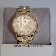  Shop Authentic Michael Kors Ritz Chronograph Gold Dial Gold Steel Strap Watch For Women - MK6484 - Luxxuri
