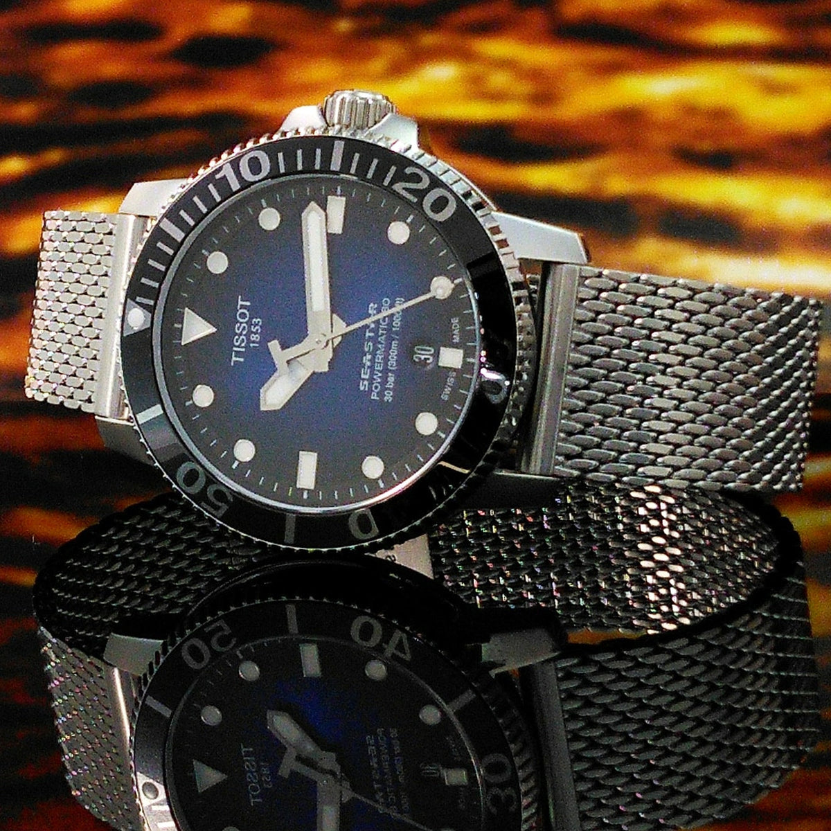  Shop Authentic Tissot Seastar 1000 Powermatic 80 Blue Dial SIlver Mesh Bracelet Watch For Men - T120.407.11.041.02 - Luxxuri