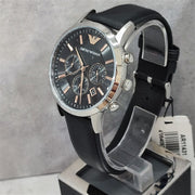  Shop Authentic Emporio Armani Giovanni Analog Black Dial Black Leather Strap Watch For Men - AR11431 - Luxxuri
