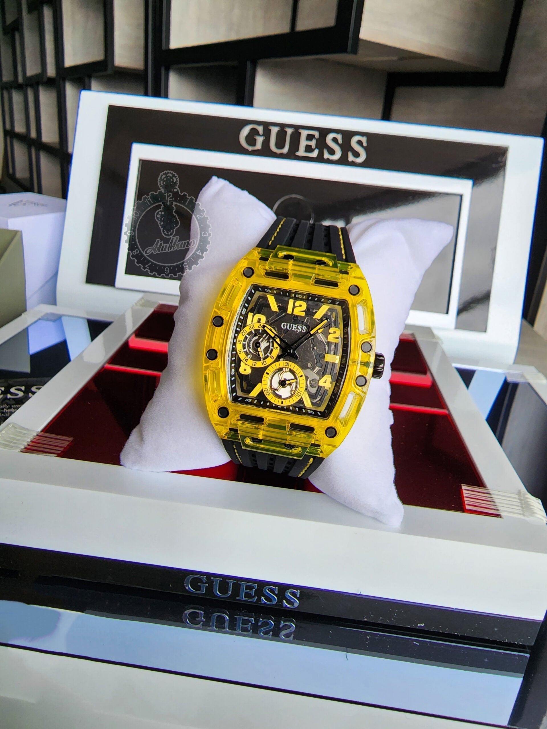  Shop Authentic Guess Phoenix Chronograph Black Dial Black Rubber Strap Watch for Men - GW0499G2 - Luxxuri