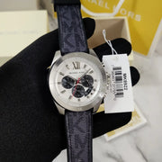  Shop Authentic Michael Kors Brecken Chronograph Silver Dial Grey Leather Strap Watch For Men - MK8922 - Luxxuri