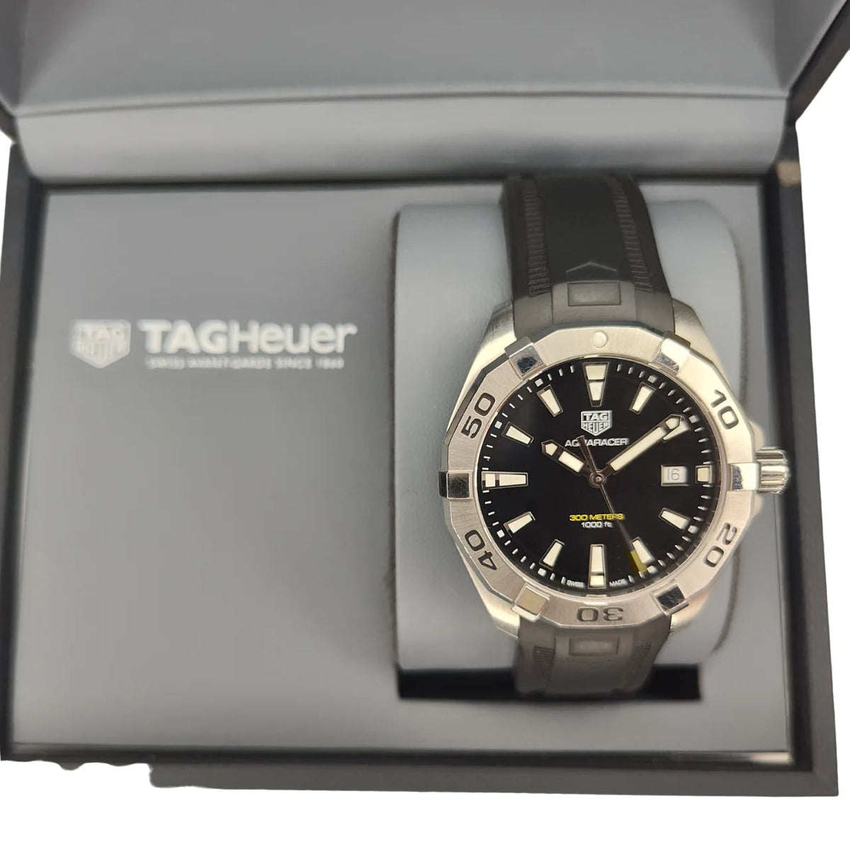  Shop Authentic Tag Heuer Aquaracer Quartz Black Dial Black Rubber Strap Watch for Men -  WBD1110.FT8021 - Luxxuri