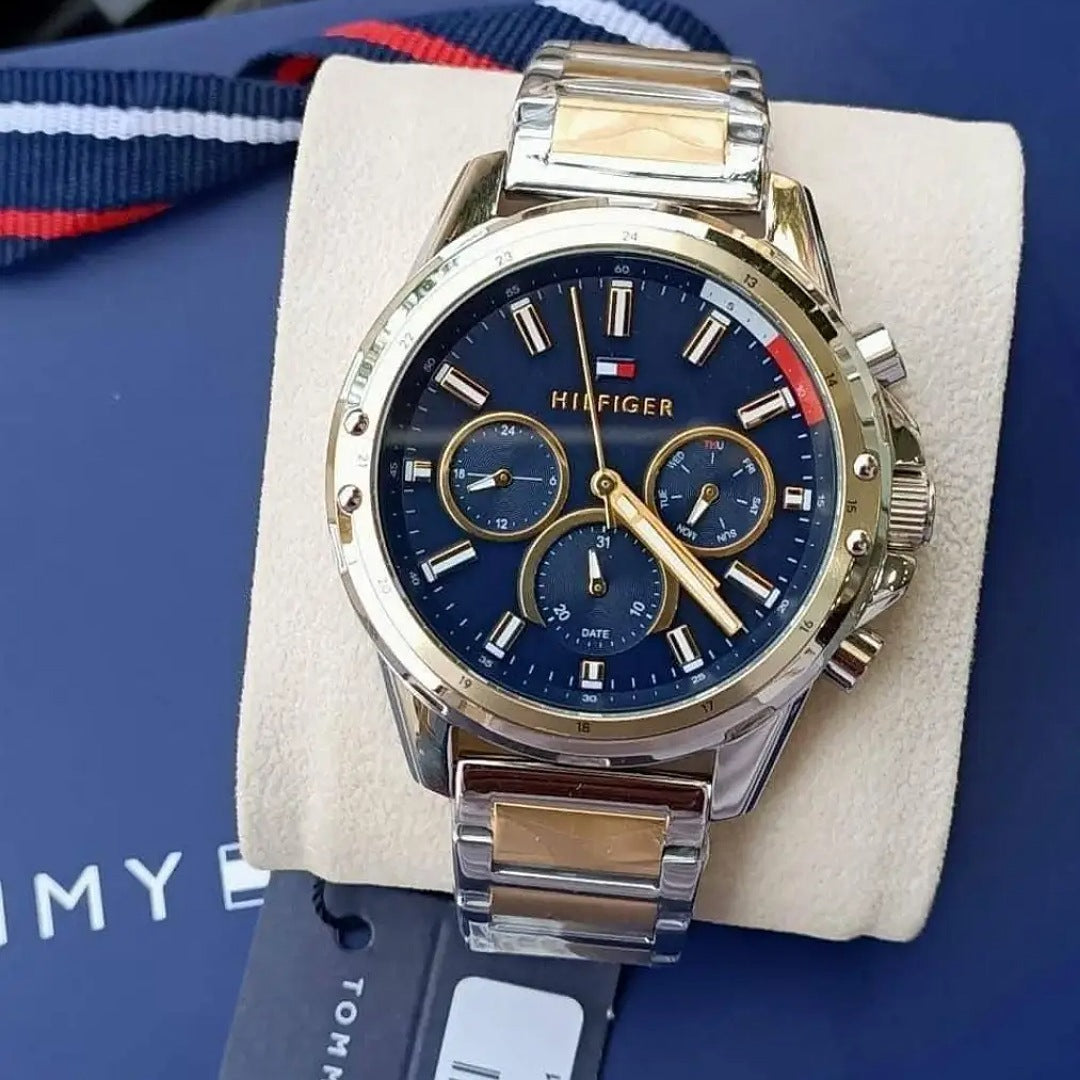  Shop Authentic Tommy Hilfiger Mason Chronograph Blue Dial Two Tone Steel Strap Watch For Men - 1791937 - Luxxuri