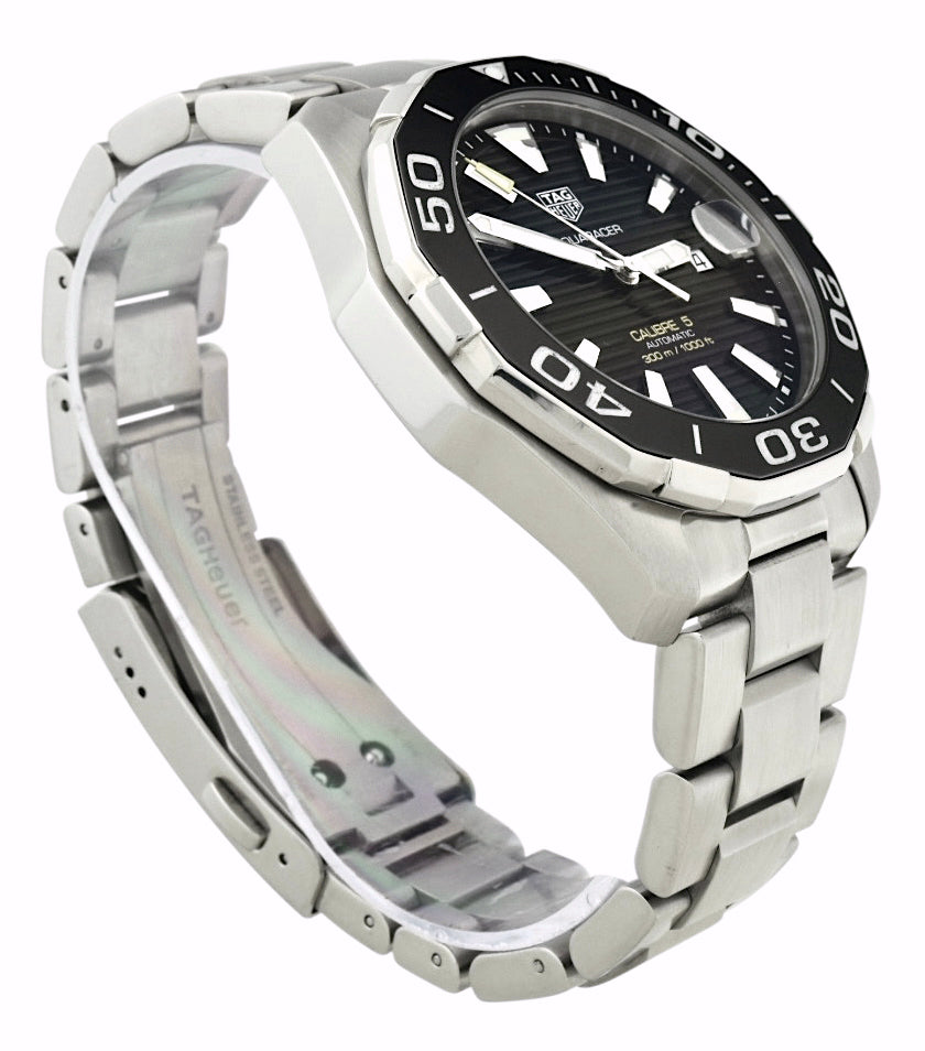  Shop Authentic Tag Heuer Aquaracer Caliber 5 Black Dial Silver Steel Strap Watch for Men - WAY201A .BA0927 - Luxxuri