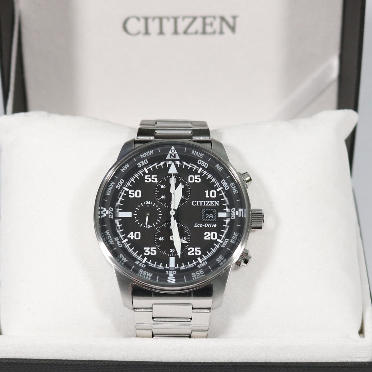  Shop Authentic Citizen Eco Drive Chronograph Black Dial Silver Steel Strap Watch For Men - CA0690-88E - Luxxuri