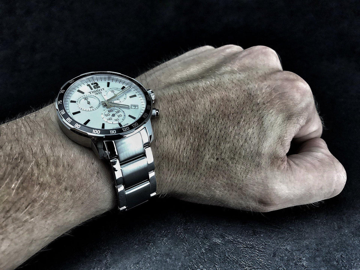  Shop Authentic Tissot Quickster Chronograph Silver Dial Watch For Men - T095.417.11.037.00 - Luxxuri