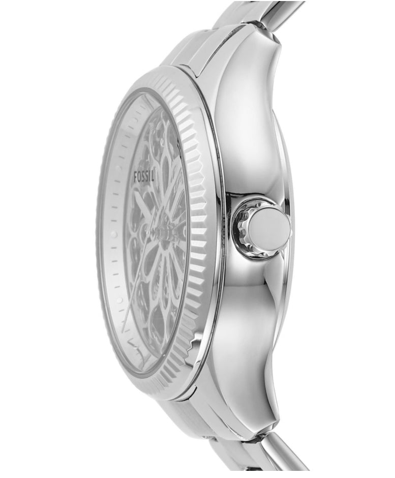 Shop Authentic Fossil Rye Automatic Skeleton Silver Dial Silver Steel Strap Watch for Women - BQ3753 - Luxxuri