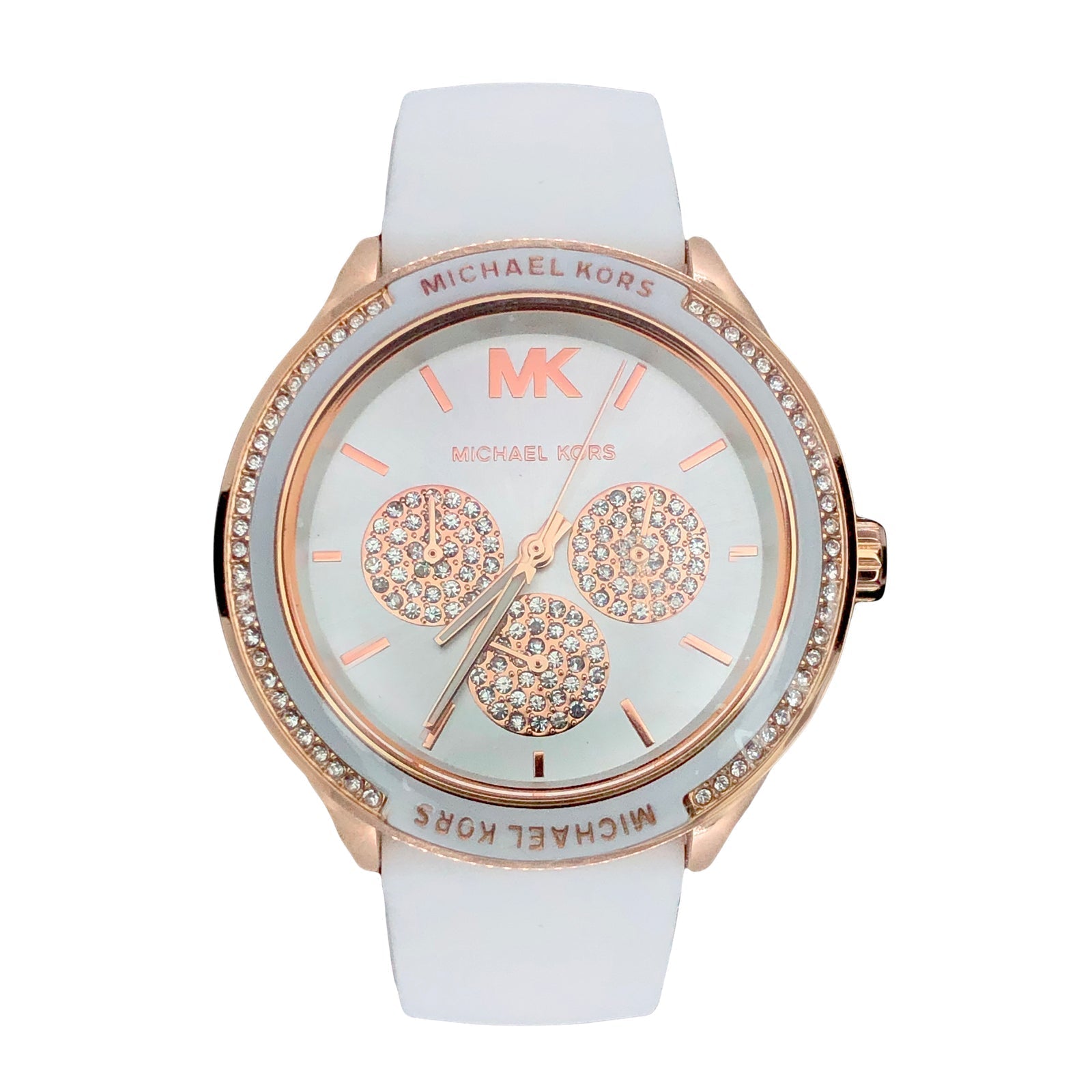  Shop Authentic Michael Kors Oversized Sport Quartz White Dial White Rubber Strap Watch For Women - MK6945 - Luxxuri