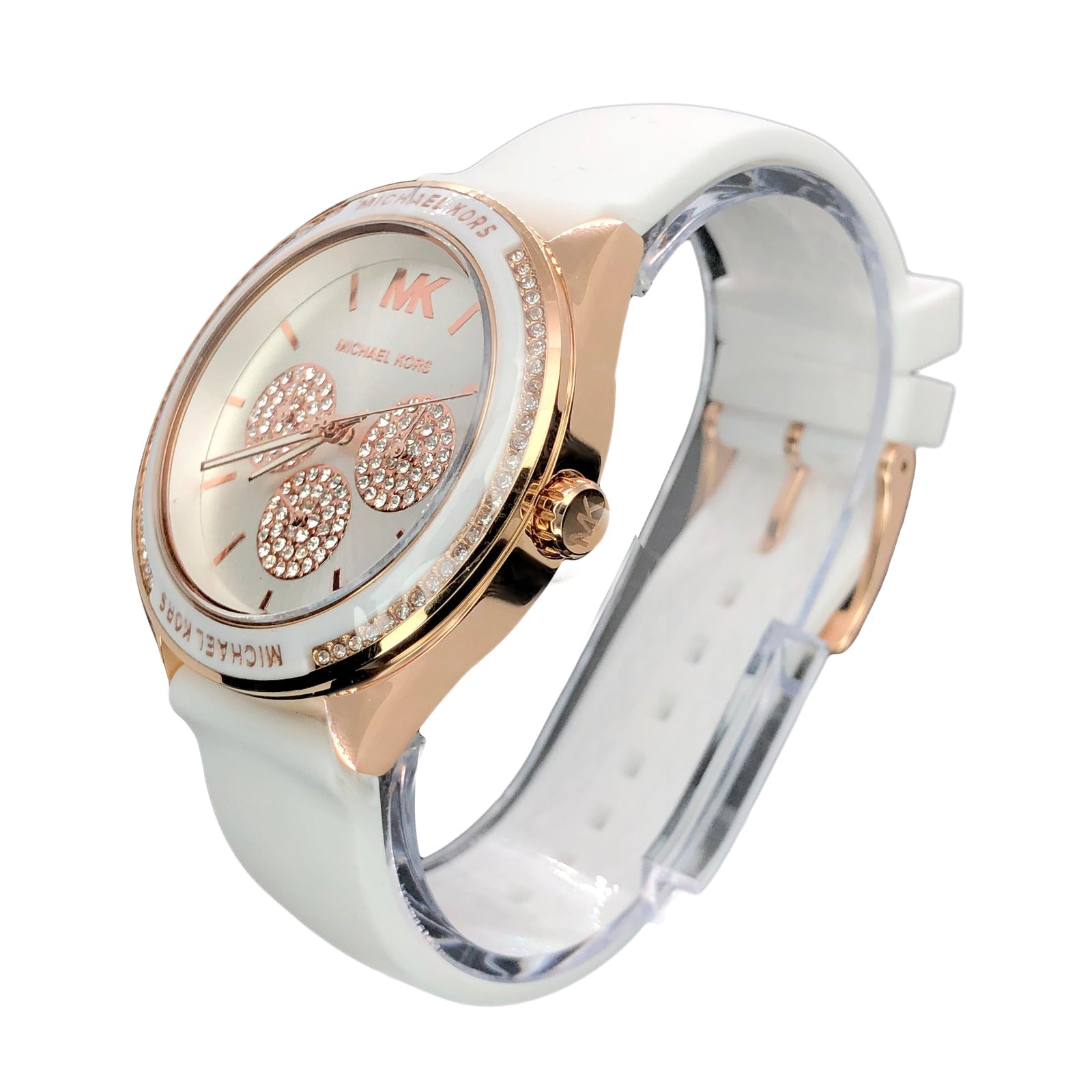  Shop Authentic Michael Kors Oversized Sport Quartz White Dial White Rubber Strap Watch For Women - MK6945 - Luxxuri