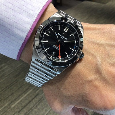  Shop Authentic Breitling Chronomat GMT 40 Automatic Black Dial Silver Steel Strap Watch for Men - A32398101B1A1 - Luxxuri