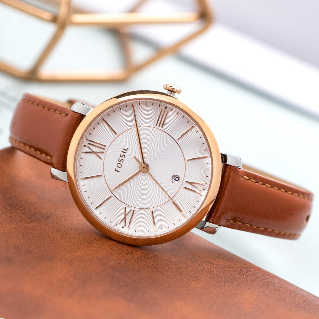  Shop Authentic Fossil Jacqueline White Dial Brown Leather Strap Watch for Women - ES3842 - Luxxuri
