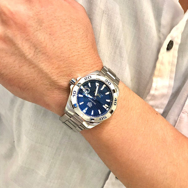  Shop Authentic Tag Heuer Aquaracer Automatic Blue Dial Silver Steel Strap Watch for Men - WBD2112.BA0928 - Luxxuri
