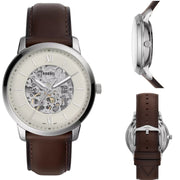  Shop Authentic Fossil Neutra Automatic Skeleton White Dial Brown Leather Strap Watch for Men - ME3184 - Luxxuri