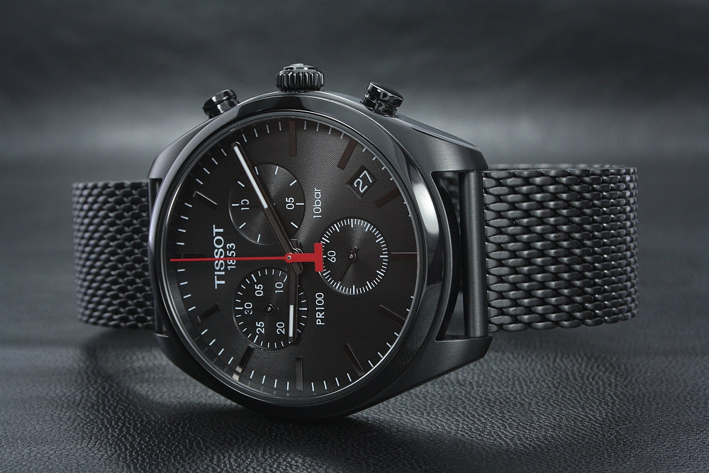  Shop Authentic Tissot T Classic PR 100 Chronograph Black Dial Black Mesh Bracelet Watch For Men - T101.417.33.051.00 - Luxxuri