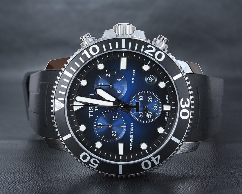  Shop Authentic Tissot Seastar 1000 Chronograph Blue Dial Black Rubber Strap Watch For Men - T120.417.17.041.00 - Luxxuri