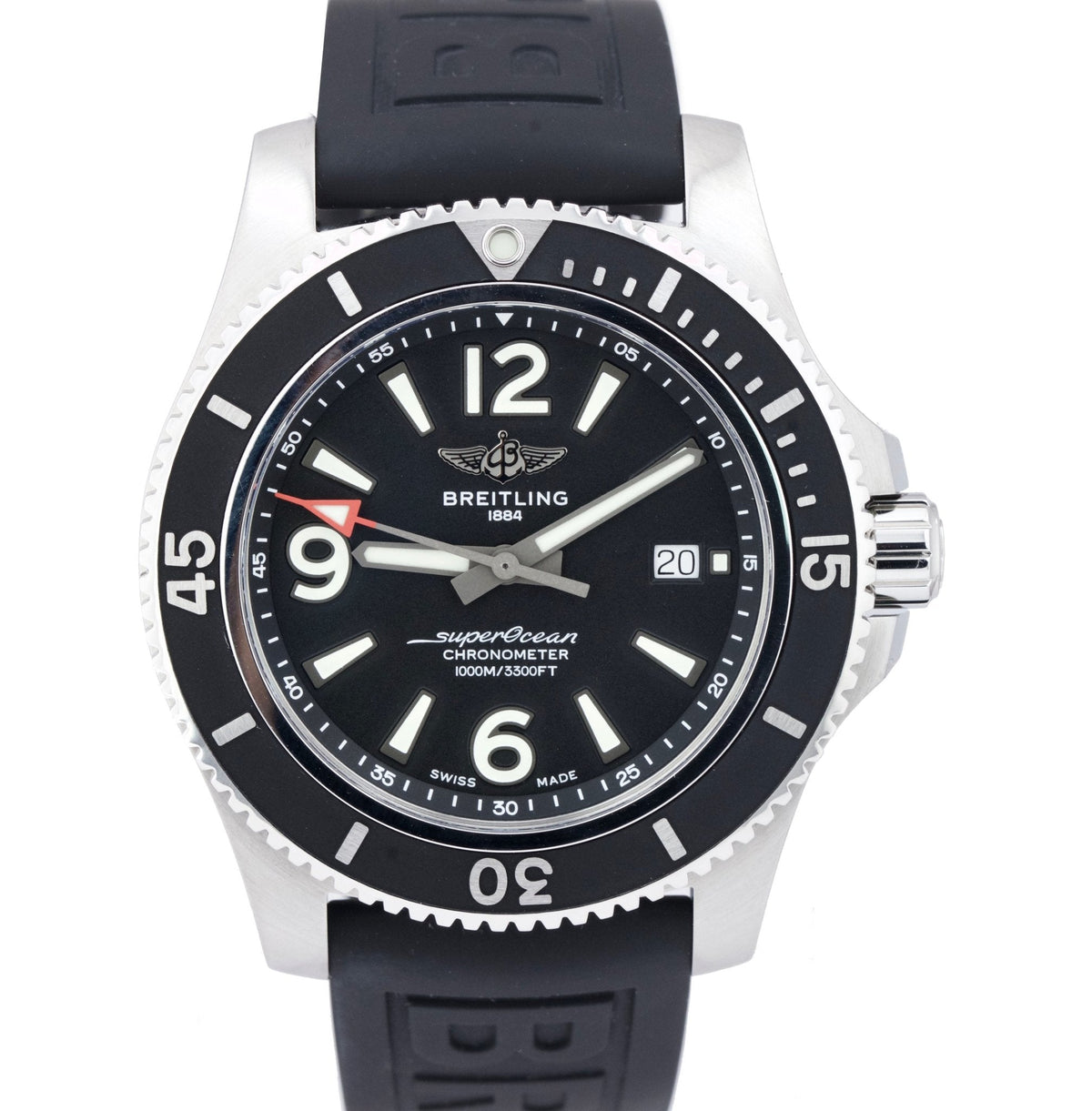  Shop Authentic Breitling Superocean II 44mm Black Dial Black Rubber Strap Watch for Men - A17367D71B1S2 - Luxxuri