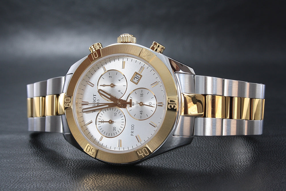  Shop Authentic Tissot PR 100 Sport Chic Chronograph Silver Dial Two Tone Steel Strap Watch For Women - T101.917.22.031.00 - Luxxuri