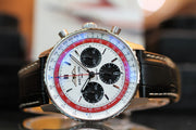  Shop Authentic Breitling Navitimer B01 Chronograph 43 Boeing 747 White Dial Black Leather Strap Watch for Men - AB01383B1G1P1 - Luxxuri
