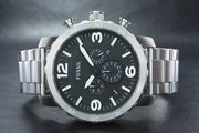  Shop Authentic Fossil Nate Chronograph Black Dial Silver Steel Strap Watch for Men - JR1353 - Luxxuri