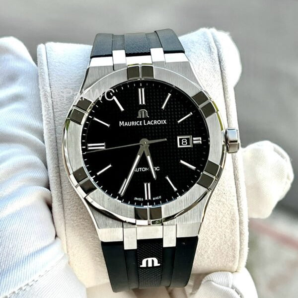  Shop Authentic Maurice Lacroix Aikon Automatic Black Dial Black Rubber Strap Watch For Men - AI6008-SS000-330-2 - Luxxuri