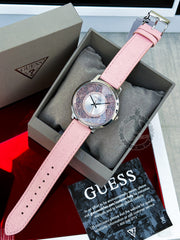  Shop Authentic Guess Dahlia Analog Silver Dial Pink Leather Strap Watch for Women - GW0529L1 - Luxxuri