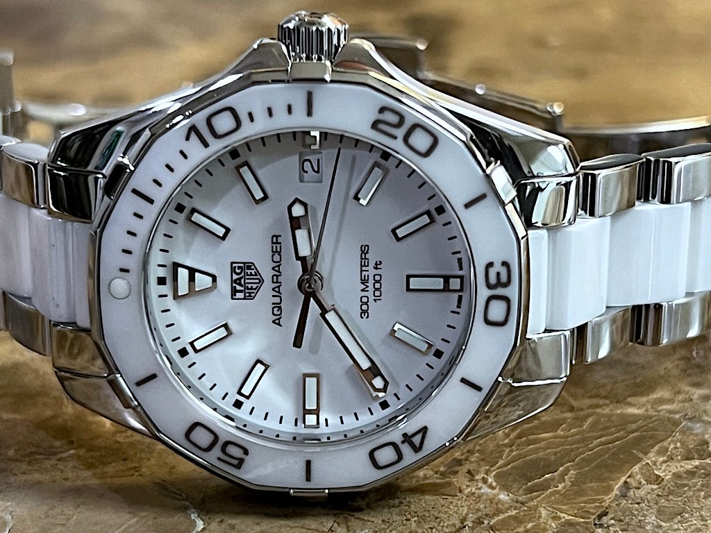  Shop Authentic Tag Heuer Aquaracer Quartz White Dial Two Tone Steel Strap Watch Women - WAY131B.BA0914 - Luxxuri