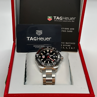  Shop Authentic Tag Heuer Aquaracer Automatic Match Timer Black Dial Silver Steel Strap Watch for Men - WAY201G.BA0927 - Luxxuri