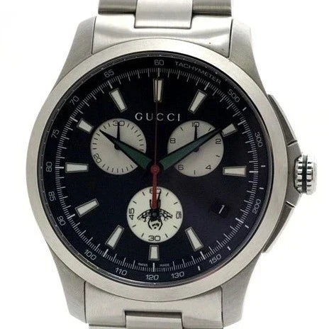  Shop Authentic Gucci G-Timeless Chronograph Black Dial Silver Steel Strap Watch For Men - YA126267 - Luxxuri