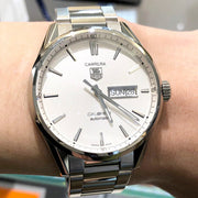  Shop Authentic Tag Heuer Carrera Calibre 5 Automatic White Dial Silver Steel Strap Watch for Men - WAR201B.BA0723 - Luxxuri