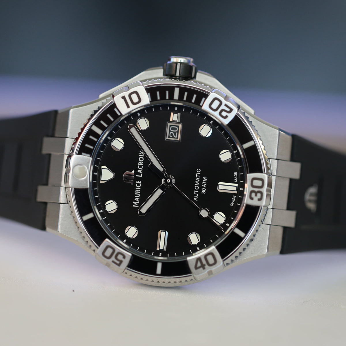  Shop Authentic Maurice Lacroix Aikon Venturer Black Dial Black Rubber Strap Watch for Men - AI6058-SS001-330-1 - Luxxuri