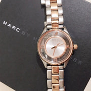  Shop Authentic Marc Jacobs Tether Transparent White Dial Two Tone Steel Strap Watch for Women - MBM3418 - Luxxuri